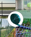 Collage of green chain link fences with Chain Link Fence Privacy Slats Tape Roll 250 Ft By 0.15 Ft Includes 200 Fasteners And Punch Tool UV Inhibited Green Polyethylene Covers About 36.9 Sq Ft Per Box For Backyard Gate Driveway Pool Area.