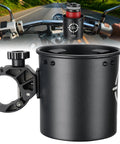 Rugged Motorcycle Cup Holder With Heavy Duty Metal Clamp For 0.6 To 1.5 Inch Range, 32 Oz Bottle Capacity attached to handlebars