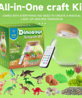 Awesome Dinosaur Light Up Terrarium Kit For Kids With Led Night Light And Remote Diy Arts And Crafts Gift For Boys Aged 4 5 6 7 8 9 10 11 12 dino terrarium kit with jar, fossils, pebbles, sand