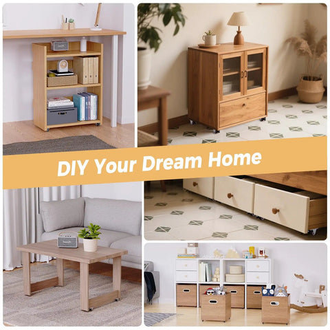 Heavy Duty One Inch Low Profile Side Mount Caster Wheels With Solid Rubber Fixed Rollers For Wooden Furniture Cabinets And Drawers on furniture.