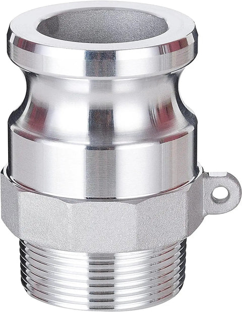 Heavy Duty Slick Quick Swap Aluminum Cam Lock Hose Fittings Type F With Male Npt Thread 1.5 Inch connector close-up view.