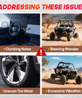 High Clearance Rear Radius Arms For 2014 And Up RZR XP 1000 And XP 4 1000 Beefed Up Heavy Duty Steel A Arms With Carbon Steel Bushings And Adjustable Heim Joints For Tough Trails Rock Crawling And Off Road Performance on Polaris RZR
