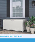 99 Gallon Outdoor Deck Box With Hinged Lid White All Weather Resin Storage For Patio Yard And Garage Large Organizer For Cushions Tools Gear Made In USA