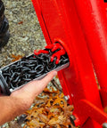 Inserting Space Saving Hidden Torque Tube Tool Tray Organizer into loader tube, heavy duty storage for chains.