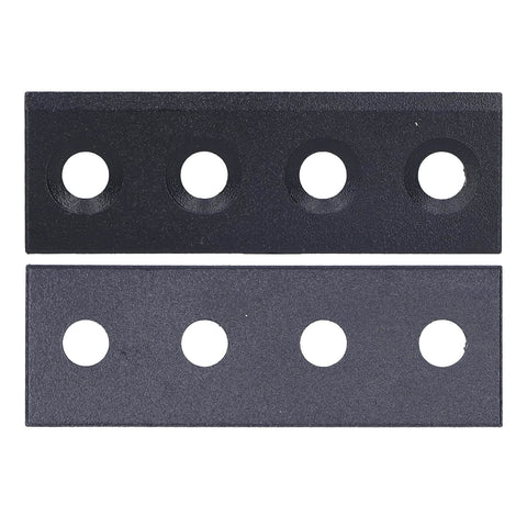 Track Connector Plate Kit For Sliding Barn Doors, Carbon Steel Hardware Fittings, 8x2.7cm, 4-Hole Fixation, front view.