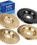 Wood Shaping Disc Set For 4 Inch Or 4 1/2 Inch Angle Grinders With 5/8 Inch Arbor, 4 Pack Wood Carving Discs With Stump Grinder Teeth
