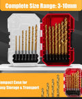 14 Piece Hex Shank HSS-G Brad Point Drill Bit Set For Woodworking Pros, Double Flute Design For Quick Chip Removal, Metric Sizes 3mm To 10mm, Comes With Handy Storage Case