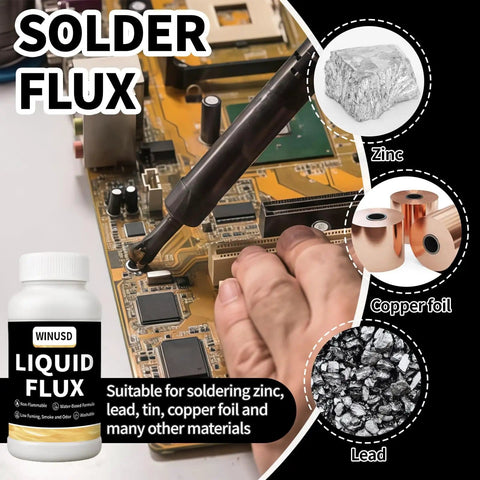 Water Based No Clean Solder Flux For Electronics 200 Ml 8 Oz Brush On Liquid Flux Lead Free for soldering zinc, copper, and lead