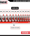 Two-Piece 3/8-Inch Drive Socket Keeper Organizer Tray Set For Metric And SAE Sockets Holds 56 Standard And Deep Sockets In Red Peg Design