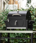 Portable Charcoal Grill With Warming Rack, Tabletop Outdoor Grill For Camping And Picnics, 303 Sq In Cooking Area, black grill.