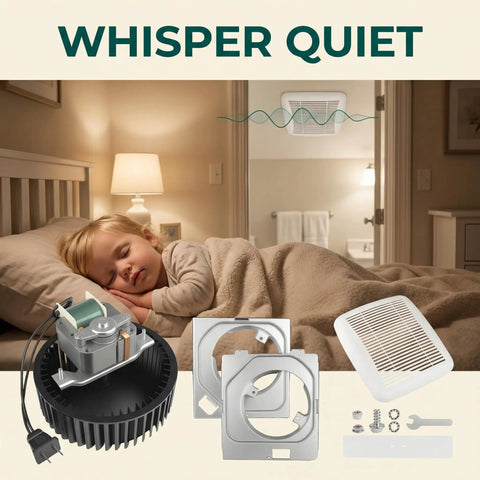 Child sleeping with BKR60 Replacement Motor For Bath Fans That Gets Your Bath Fan Back In Action Fast Compatible With Models 670 671