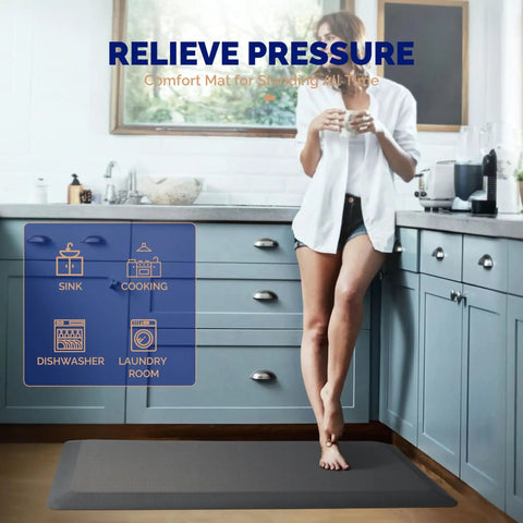 Ultra Thick Anti Fatigue Standing Desk Mat For Home And Office 0.9 Inch Thick Ergonomic Memory Foam Cushion All Day Comfort For Your Feet Knees Back 20 X 39 Inches Gray