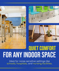 Heavy Duty Floor Guards And Silent Glide Pads That Shield Hardwood Surfaces From Stubborn Scuffs While Rolling Out Breezy Mobility For Walkers Chairs Tables And Desks In A No Drama 100 Count Black Bundle shown in classrooms, offices, and homes.