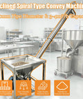 Powerful Inclined Spiral Convey Machine With 150 Liter Massive Hopper For Granular Materials High Capacity Bulk Lifter At 1.8 Meters Height Using Reliable AC220V Single Phase Power For Tough Jobs in industrial setting.