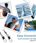 200 Piece Fishing Swivel Set With Coastlock Snap And Ball Bearing, 5 Sizes Included, Durable Tackle Box Essential For Freshwater And Saltwater Fishing, Catch More Fish With This Versatile Pro Grade Gear. ball bearing swivels with coastlock snaps and fish catches