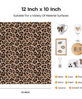 Leopard Print Permanent Vinyl Sheets Bundle 12X10 Inch, 10 Pack With 2 Transfer Papers Included For Crafting, includes material examples.