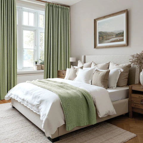 Light Sage Double Layer Blackout Linen Curtains For Living Room And Bedroom, 96 Inch Long Pinch Pleat Drapes With Hooks And Rings
