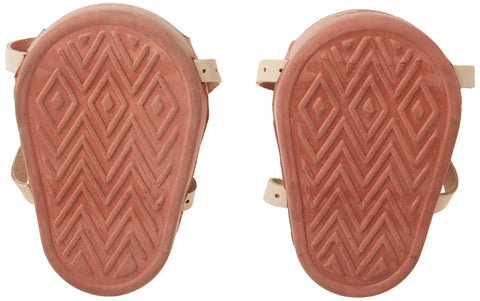 Heavy Duty Molded Rubber Kneepads For Pros Flat Bottom Support Thick Cushioned Comfort Double Adjustable Leather Straps With Steel Buckles Rugged Brown Pro Grade Gear, showing textured flat-bottom surface.