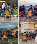 Outdoor Portable Propane Fire Pit 60 000 BTU 19 Inch With Cover And Carry Kit for patio, beach, camping, and RV use.