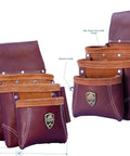 Built Tough Full Grain Leather Pro Grade Framer Tool Rig With Multi Pockets, Hammer Holder, 2 Pouches And Belt displayed