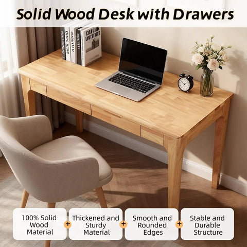 Mid Century Modern Solid Wood Height Adjustable Standing Desk With Slick Ergonomic Design And Heavy Duty Storage Drawers, laptop on top.