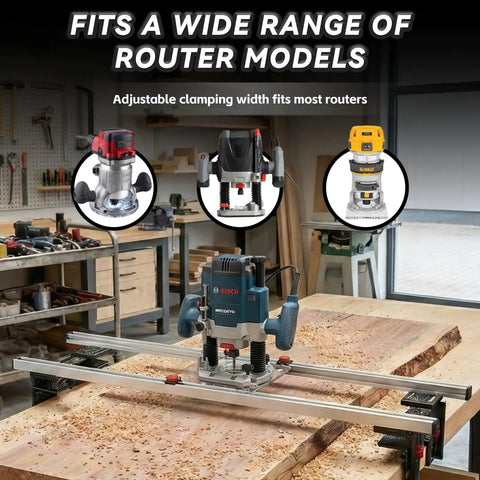 47.2 Inch Router Sled For Flattening Slabs With 3 Axis Height Adjustment in woodworking shop, includes router compatibility.