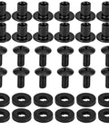 Heavy Beefy Black Chicago Screws Three Eighths Inch Twelve Piece Kit For Diy Kydex And Leather Gun Holsters Knife Sheaths Gonna Lock Down Your Gear Like A Champ With Phillips Truss Heads And Rubber Spacers No Fuss Tactical Fasteners Done Right - Set of black screws and spacers for secure fastening.