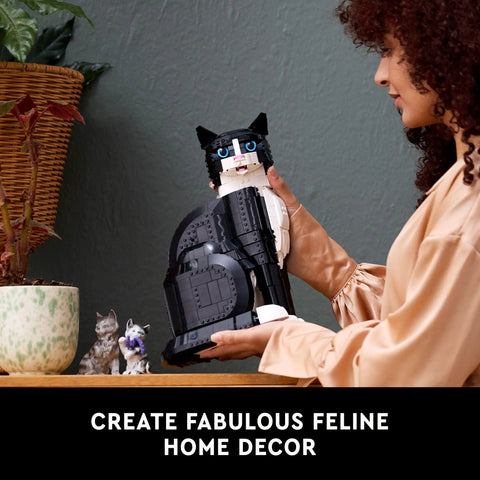 Dope Tuxedo Cat Building Set And Adult Craft Kit For Killer Home Decor Super Slick Display Figure, 32 cm plastic for cozy displays.