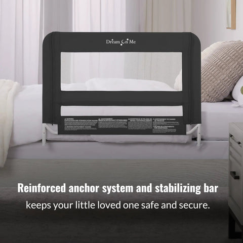 Mesh Bed Guard Rail For Toddlers Aged 2 To 5 Years Fits Twin Through King Beds With Reinforced Anchor System in Bedroom
