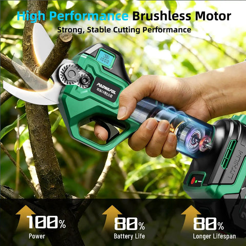 Person using Powerful 2.5 Inch Cutting Capacity Cordless Pruning Shears with Brushless Motor for branch cutting
