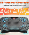 Multi-functional vibration plate showing digital display and zones for varied intensity; Vibration Plate Fitness Platform For Full Body Workout, Home Shaker Board, Exercise Machine For Weight Loss, Fat Burner, Shaking Fitness Pad For Women And Men