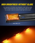 14.2 Inch 9 LED Trailer Light Bar Amber Clearance Marker Rear Lights For Wide Trailers 80 Inches Or Wider With Wide Angle Beam Ultra Bright Light Heat Dissipating SMD LEDs Durable And Glare Free, amber 9 LED trailer light bar on black mount