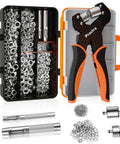Interchangeable Double Head Grommet Kit Pro Grade With Three Eighths Inch And One Quarter Inch Dies, Heavy Duty Grommet Tool Set, 400 Grommets Includes Case Great For Advertising Posters Banners Cardboard