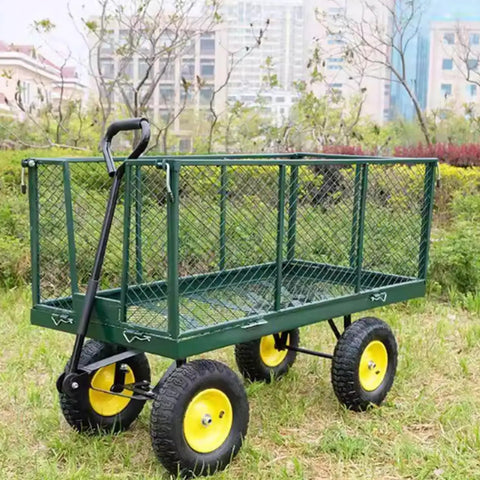 Beefy All Terrain Utility Cart Heavy Duty Garden Trailer With 110-330 Lbs Load Capacity on grass in park