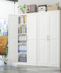 Built Like A Tank Super Tall Steel Pantry Cabinet With Double Doors And Four Shelves Kitchen Storage Saver in modern office setting.