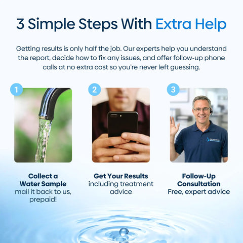 Hella Reliable Home Water Quality Test Kit That Checks 57 Contaminants For Clean Tap And Well Water With Accredited Lab Reports. Steps to test and consult.