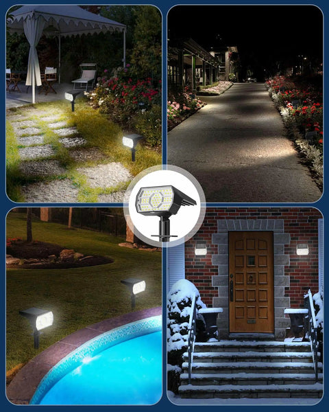 Outdoor Solar Lights IP68 Waterproof With 56 LEDs Dusk To Dawn 3 Brightness Modes lighting pathways, gardens, pool, front door.