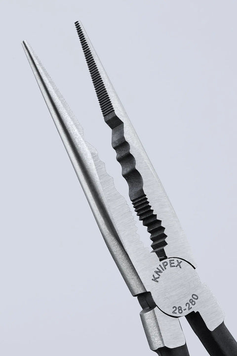 11 Inch Extra Long Needle Nose Pliers Straight Jaw With Slim Half Round Tips For Deep Reach And Four Groove Gripping Zones