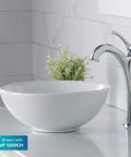 Round Vessel White Porcelain Ceramic Bathroom Sink 14 Inch Durable Scratch Resistant Nonporous Glazed Finish Easy To Clean