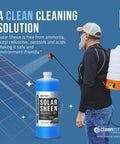 Man spraying Solar Panel Cleaner Super Concentrated Formula, 32 Oz Makes Up To 128 Gallons, Wipes Away Oils Fingerprints