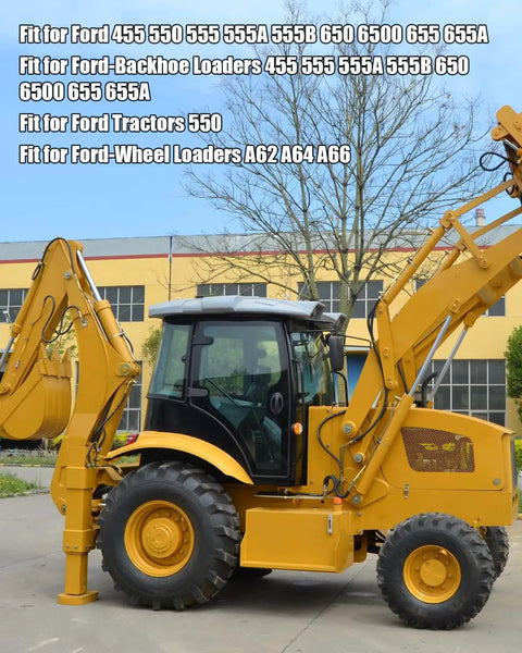 Ford backhoe loader compatible with Ford Hydraulic Filter for Models 455-755A and 755B, displaying heavy-duty equipment.