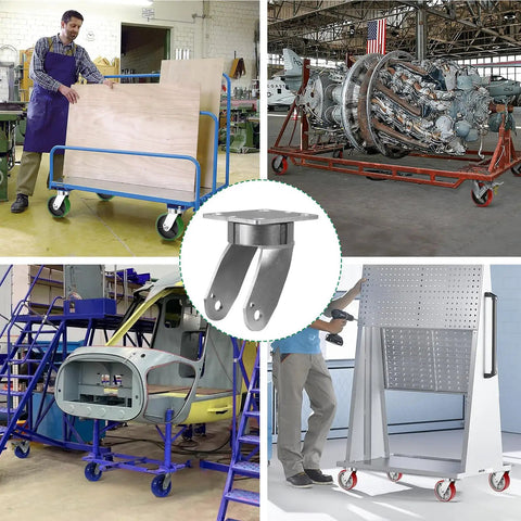 Ultra Tough Extra Thickened Galvanized Steel Six By Two Inch Caster Yoke 2500 Lbs Load Rating Swivel Fork Replacement on carts.