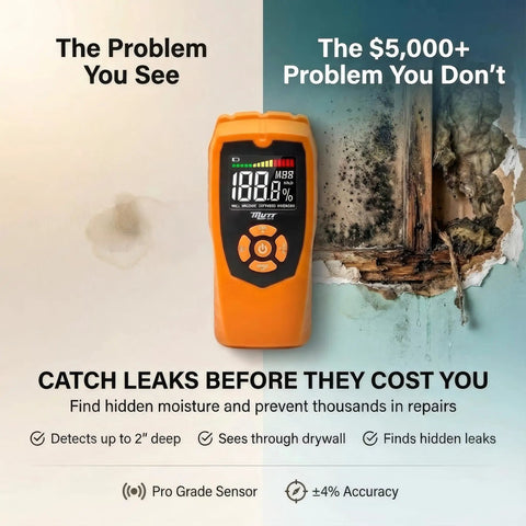 Pinless Moisture Meter For Drywall And Wood Two Inch Scan Detect Hidden Water Damage Behind Walls With Quick Readings Pro Grade Lumber Moisture Tester For DIYers And Pros on wall