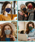 Women wearing Essential KN95 Face Masks 50 Pack Individually Wrapped Multicolor For Men And Women, 5 Layer Breathing Protection