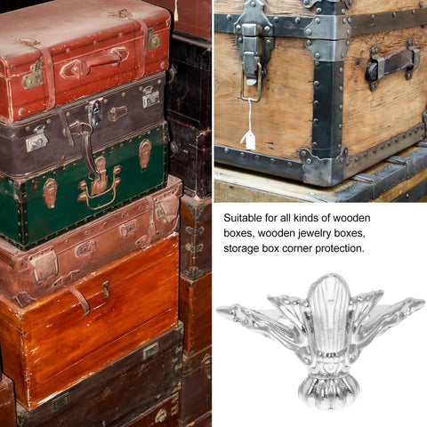 Vintage wooden boxes stack with 20 Piece Silver Zinc Alloy Decorative Furniture Leg Set For Jewelry Boxes And Wooden Cases