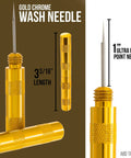 Gold chrome wash needle from 13 Piece Airbrush Cleaning Kit With Glass Cleaning Pot Jar And Holder 5 Cleaning Needles 5 Cleaning Brushes 1 Wash Needle How To Link Card For Quick Pro Grade Maintenance