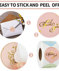Hot Air Balloon Thank You Stickers For Small Business 500 Self Adhesive Waterproof Envelope Seals Durable Packaging Stickers To Boost Customer Loyalty And Encourage Repeat Buys Eye Catching Shape shown on packaging and envelopes.