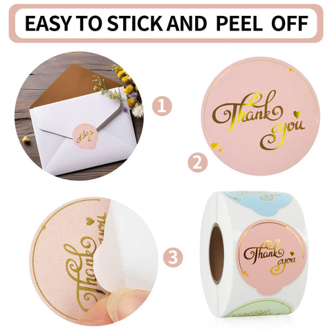 Hot Air Balloon Thank You Stickers For Small Business 500 Self Adhesive Waterproof Envelope Seals Durable Packaging Stickers To Boost Customer Loyalty And Encourage Repeat Buys Eye Catching Shape shown on packaging and envelopes.