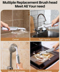 Rechargeable Cordless Grout Scrub Brush Kit With Built In Battery used on tile, sink, shower, and oven surfaces