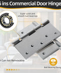 Heavy Duty Stainless Steel Ball Bearing Door Hinges Rock Solid 5 Inch square design with smooth ball bearings for quiet operation.